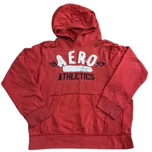 Vtg Y2K Mens XL Red‎ Aeropostale AERO Logo Pullover Hoodie Grunge Athletics Mall